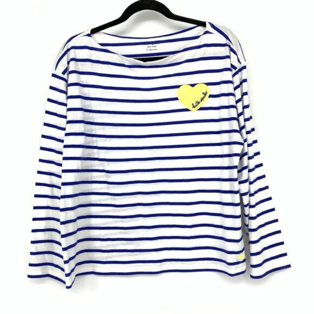 Kate Spade Navy and White Striped Pull Over with Yellow Heart